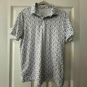 Huk Boy’s Polo with Blue Pattern on White